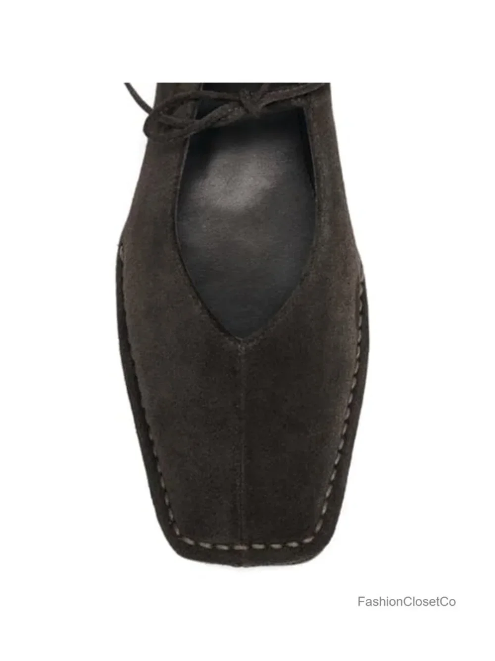 Faux Leather Lace Up Ballet Flats Square Toe Mary Jane Bow Slip On